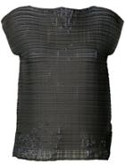 Distressed Woven Top - Women - Polyester - 2, Grey, Polyester, Issey Miyake