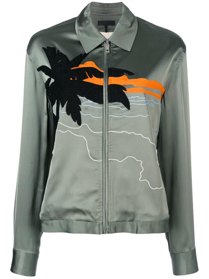 Rag & Bone Beach Embroidered Bomber Jacket - Green