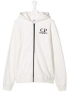 Cp Company Kids Logo Goggle Hoody - White