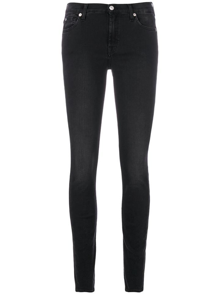 7 For All Mankind Super Skinny Washed Jeans - Black