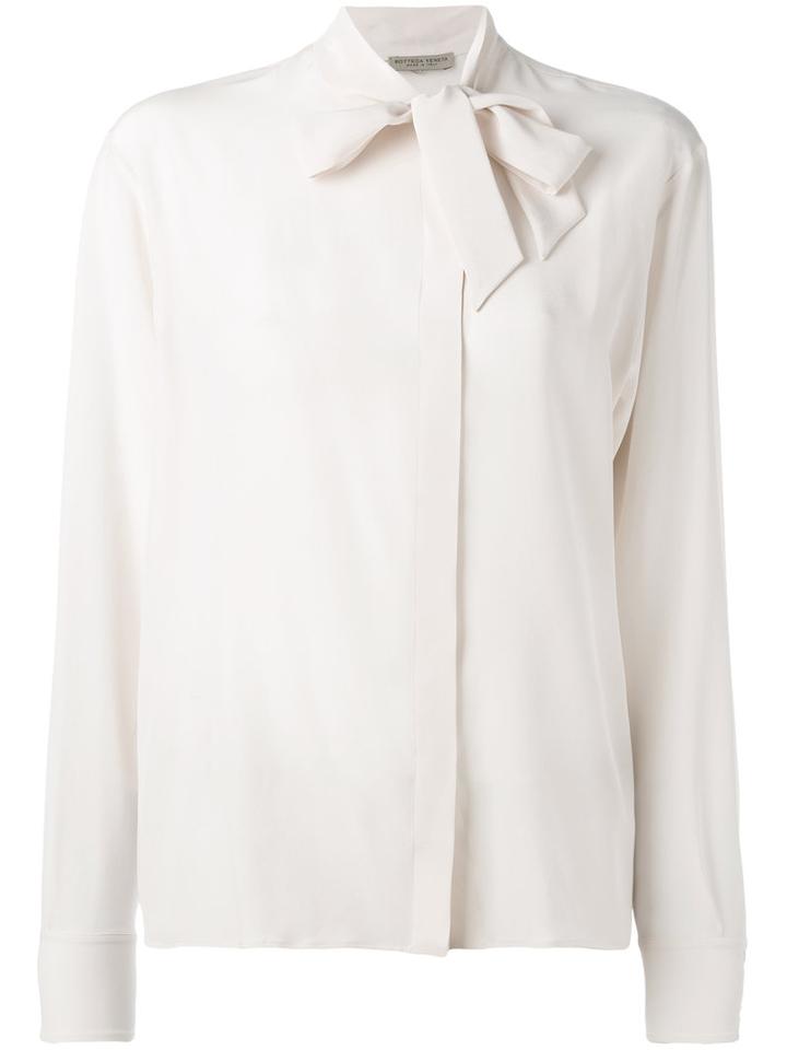 Bottega Veneta Pussy Bow Blouse, Women's, Size: 42, White, Silk