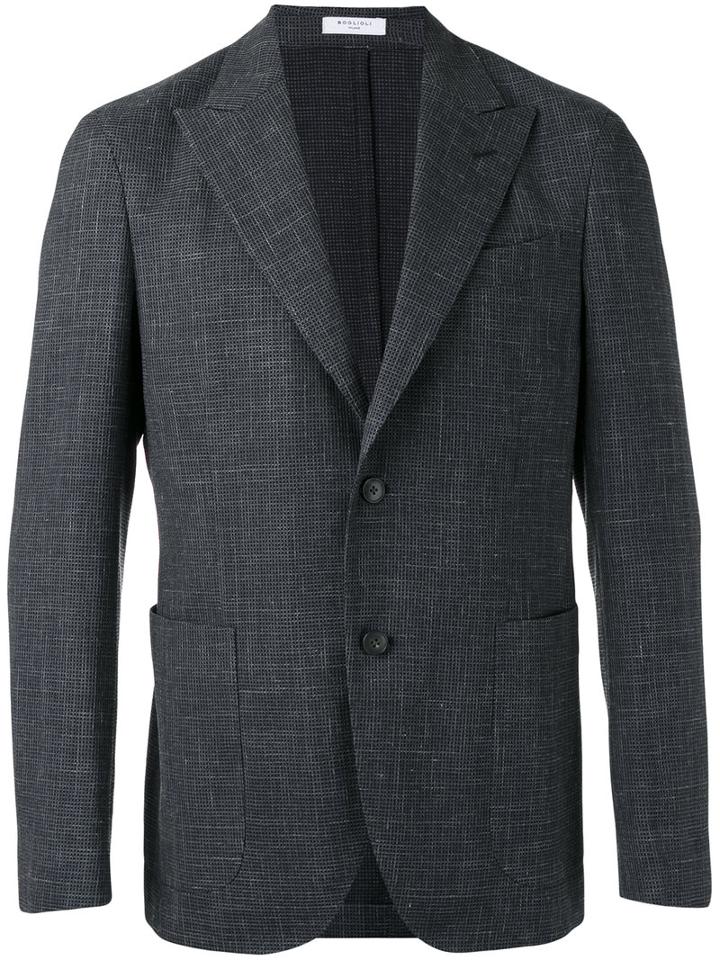 Boglioli Two Button Blazer, Men's, Size: 50, Grey, Wool/silk/linen/flax/cupro
