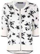 Derek Lam Floral Jacquard Knit Cardigan With Zipper - White