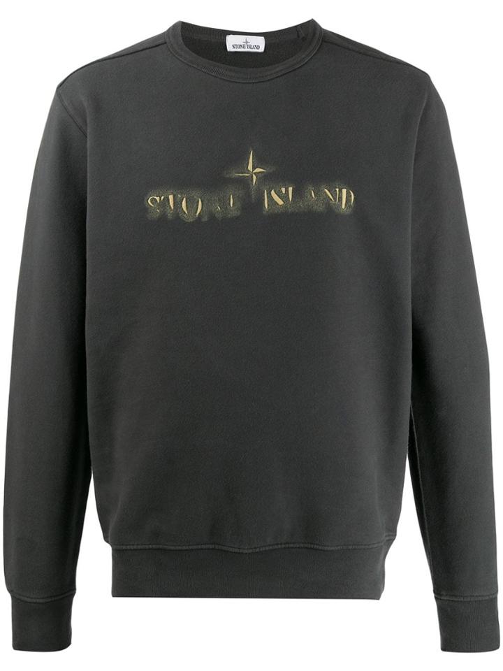 Stone Island Logo Printed Sweatshirt - Grey