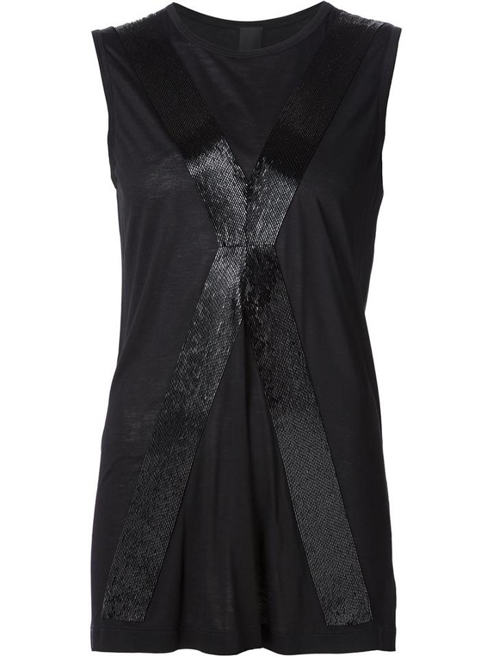 Vera Wang Beaded Cross Tank Top, Women's, Size: M, Black, Viscose/glass