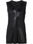 Vera Wang Beaded Cross Tank Top, Women's, Size: M, Black, Viscose/glass
