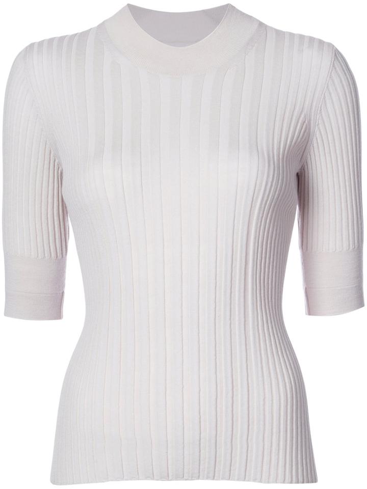 Maison Margiela - Fine Knit Ribbed Sweater - Women - Wool - Xs, Nude/neutrals, Wool