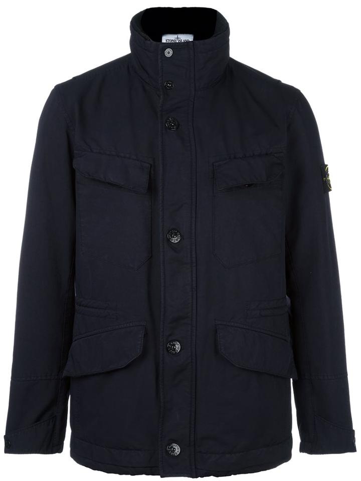 Stone Island Buttoned Jacket, Men's, Size: Small, Blue, Polyamide/polyester