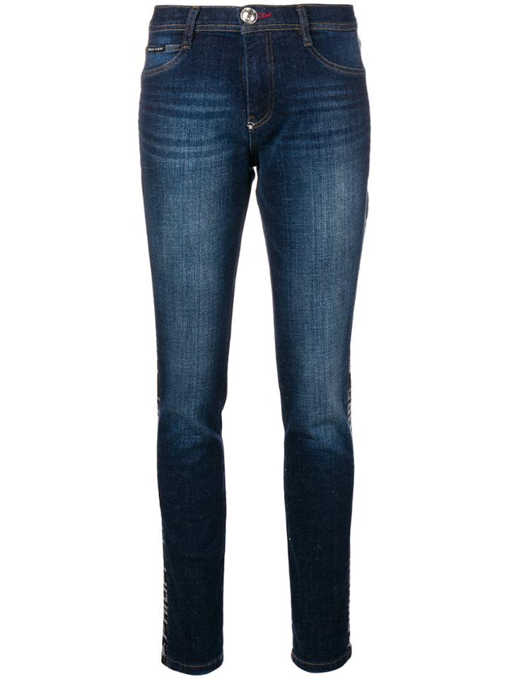 Philipp Plein Logo Strass Jeans - Blue