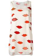 Victoria Victoria Beckham Lip Print Tank Top, Size: 38, Red, Viscose/spandex/elastane/silk
