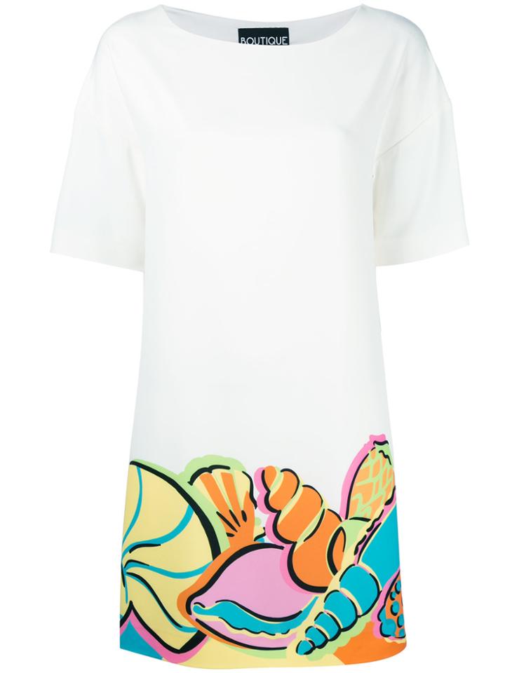Boutique Moschino Printed Trim Dress - White