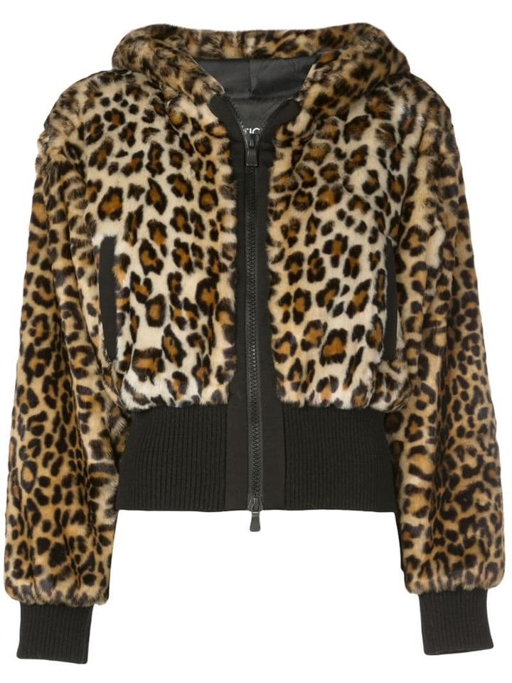 Boutique Moschino Cropped Leopard Print Jacket - Brown