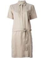 Kenzo Belted Shirt Dress, Women's, Size: 34, Nude/neutrals, Cupro/viscose/linen/flax/polyester