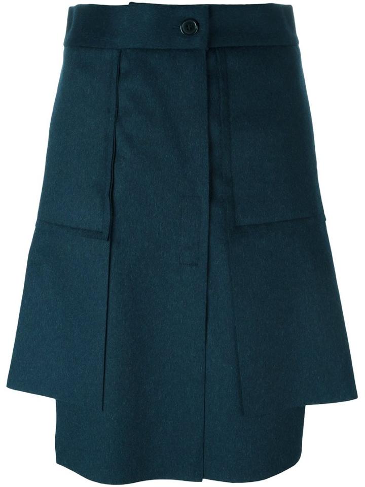 Vivienne Westwood Red Label Asymmetric Pleated Short Skirt, Women's, Size: 44, Blue, Polyamide/polyester/viscose/wool