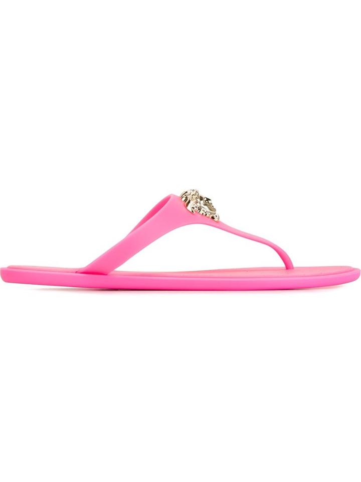Versace Medusa Thong Strap Sandals, Women's, Size: 36, Pink/purple, Pvc