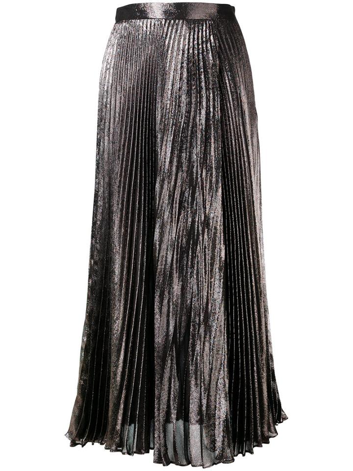 Metallic Pleated Skirt - Women - Silk/polyester/acetate - 40, Grey, Silk/polyester/acetate, Christopher Kane