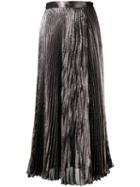 Metallic Pleated Skirt - Women - Silk/polyester/acetate - 40, Grey, Silk/polyester/acetate, Christopher Kane