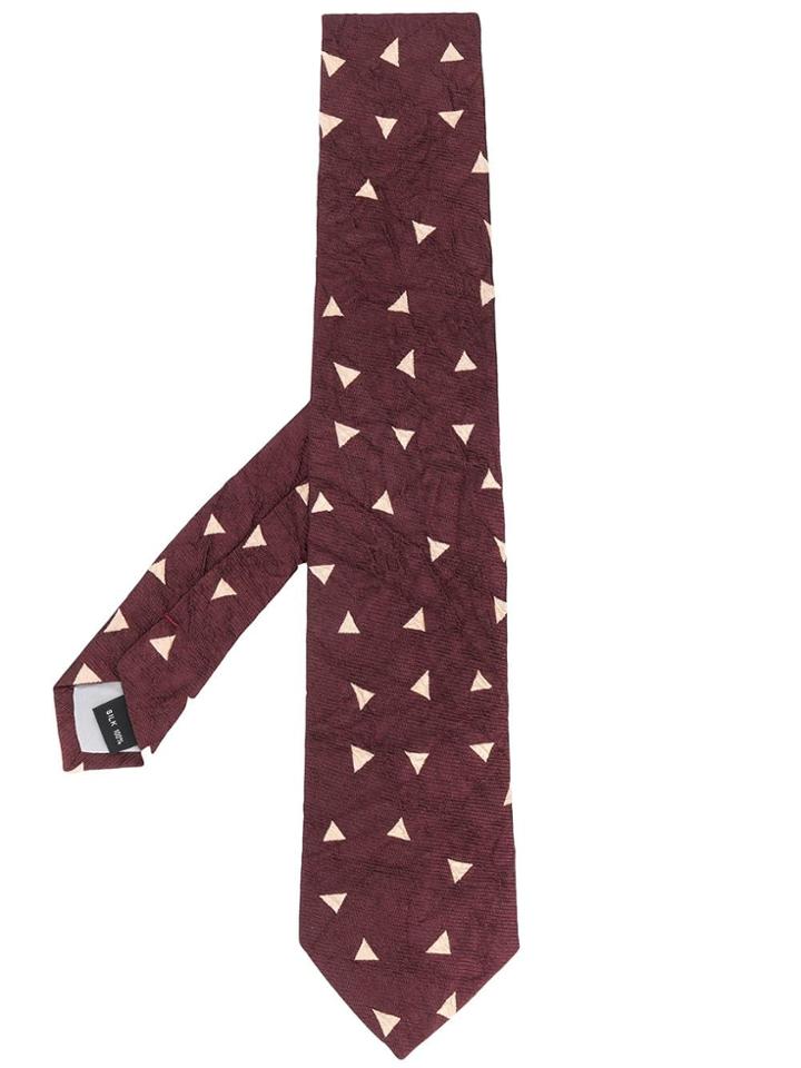 Issey Miyake Geometric Print Tie - Red