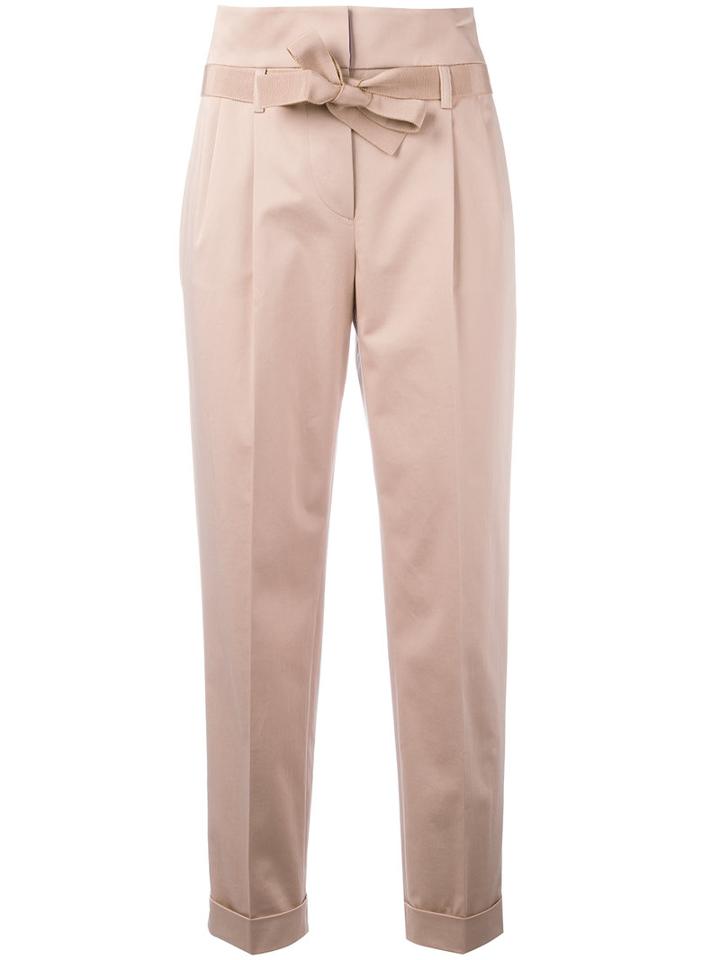 Alberta Ferretti Belted Cigarette Trousers, Women's, Size: 46, Nude/neutrals, Cotton/other Fibers