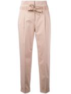 Alberta Ferretti Belted Cigarette Trousers, Women's, Size: 46, Nude/neutrals, Cotton/other Fibers