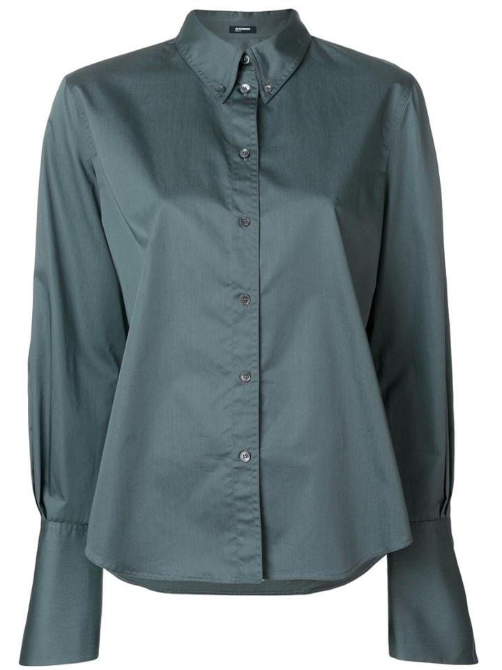 Jil Sander Navy Button Collar Blouse - Blue