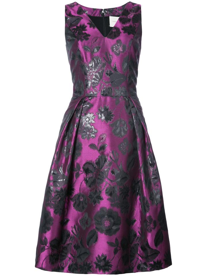 Carolina Herrera Embroidered Flared Dress - Pink & Purple