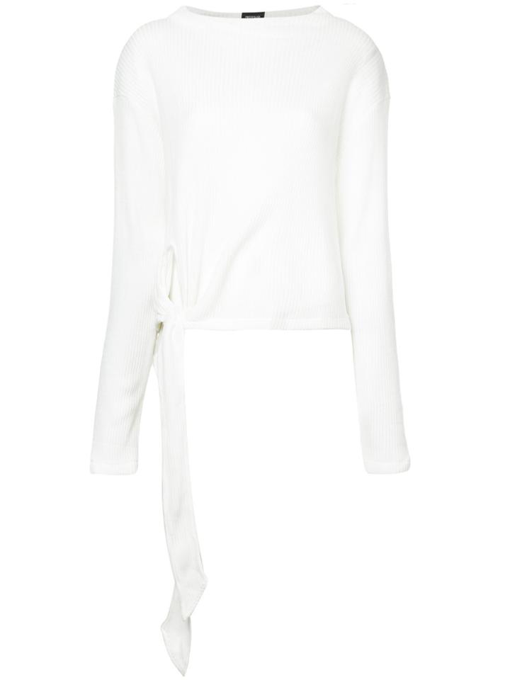 Elaidi Side-tied Knitted Top - White