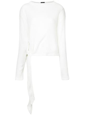 Elaidi Side-tied Knitted Top - White