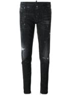 Dsquared2 Skinny Microstudded Jeans, Women's, Size: 36, Black, Cotton/spandex/elastane/polyester/aluminium