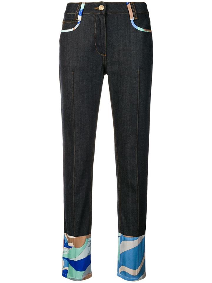 Emilio Pucci Printed Cuff Jeans - Blue