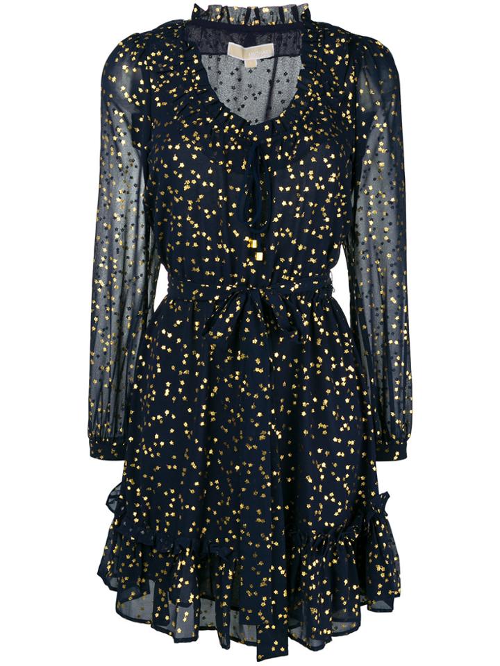 Michael Michael Kors Printed Flared Loose Dress - Blue