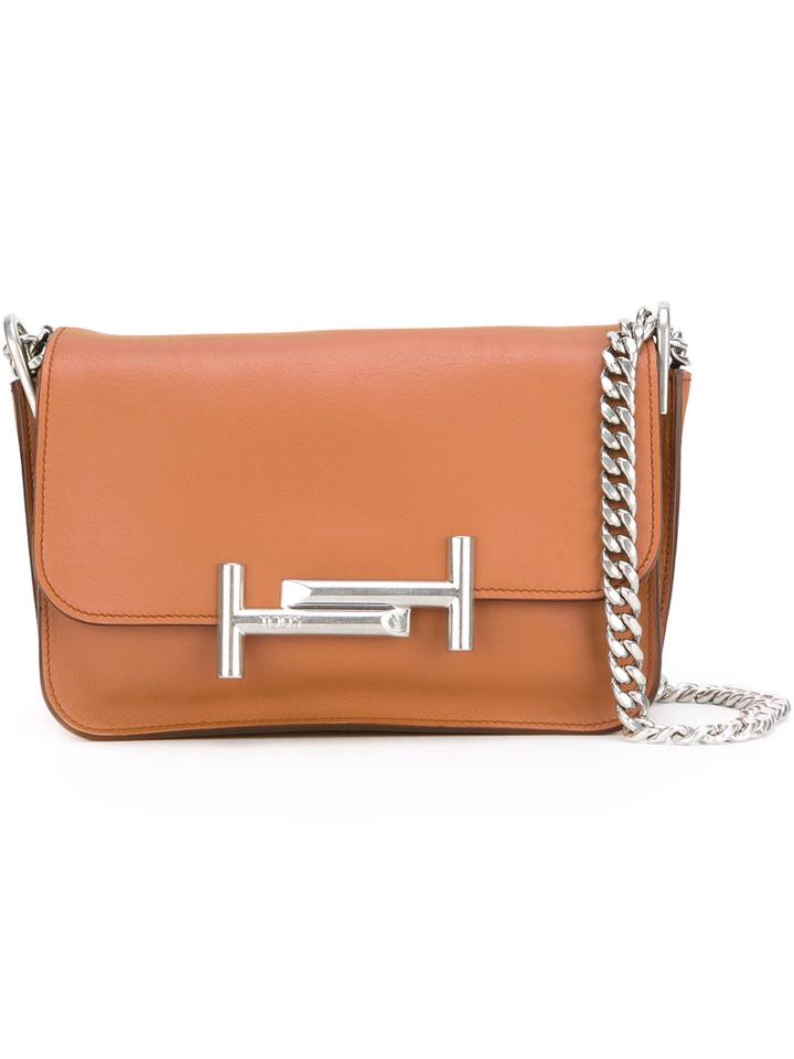 Tod's T-bar Buckle Bag, Women's, Brown, Calf Leather