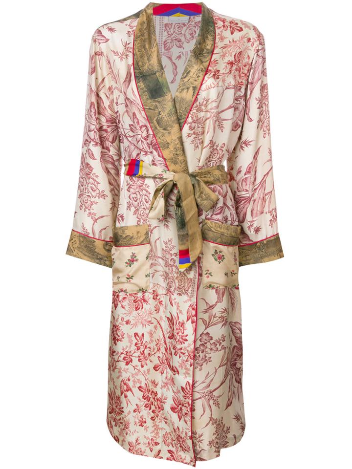 Pierre-louis Mascia Deep V-neck Printed Coat - Nude & Neutrals