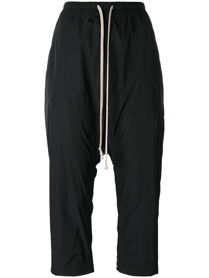 Rick Owens Drop-crotch Cropped Trousers, Women's, Size: 44, Black, Polyester