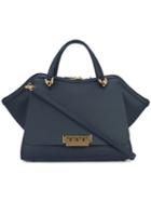 Zac Zac Posen - Logo Plaque Satchel - Women - Calf Leather/metal - One Size, Blue, Calf Leather/metal