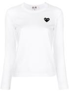 Comme Des Garçons Play Long Sleeves Embroidered Heart T-shirt - White