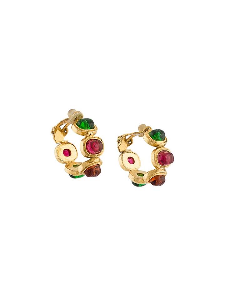 Chanel Vintage Gripoix Hoop Clip-on Earrings