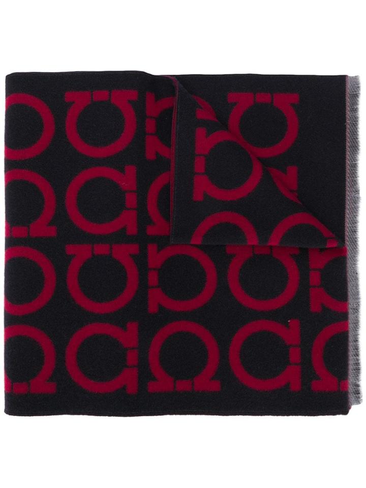 Salvatore Ferragamo Gancio Intarsia Scarf - Blue