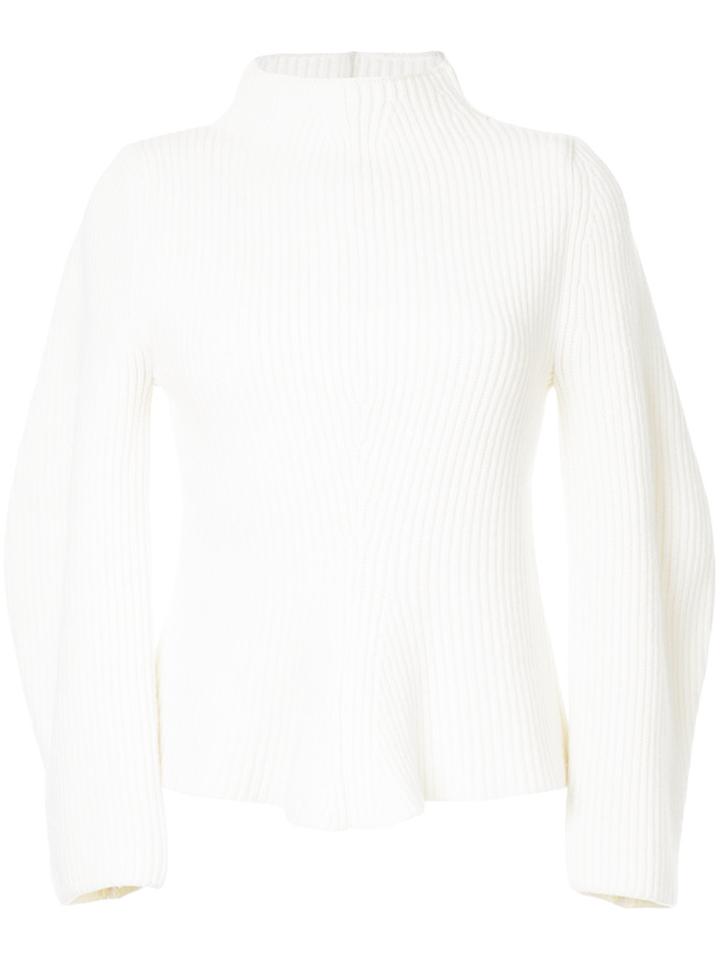 Nehera High Collar Rib Knitted Sweater - White
