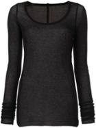 Rick Owens Lilies - Scoop Neck Sheer Top - Women - Cotton/nylon/viscose - 44, Black, Cotton/nylon/viscose