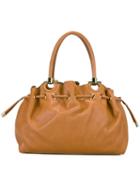Salvatore Ferragamo Drawstring Gancio Tote, Women's, Brown, Calf Leather
