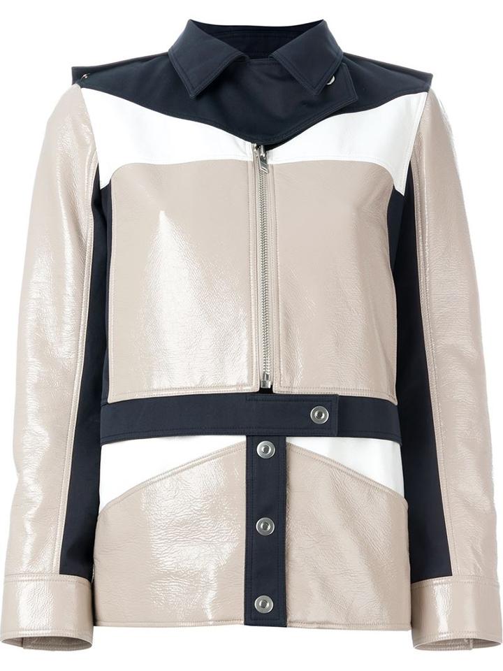 Courrèges Colour Block Military Jacket, Women's, Size: 42, White, Acetate/cupro/cotton/polyurethane