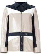 Courrèges Colour Block Military Jacket, Women's, Size: 42, White, Acetate/cupro/cotton/polyurethane