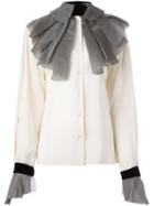 Gianfranco Ferre Vintage Pleated Collar And Cuffs Shirt, Women's, Size: 46, Nude/neutrals