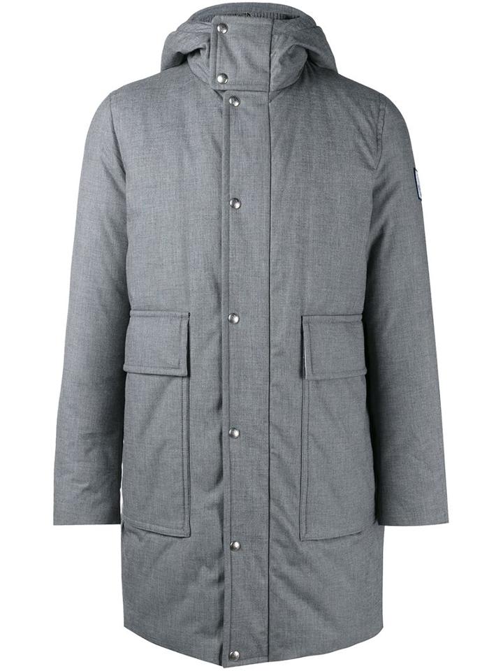 Moncler Gamme Bleu Padded Hooded Coat, Men's, Size: 1, Grey, Cotton/feather Down/cupro