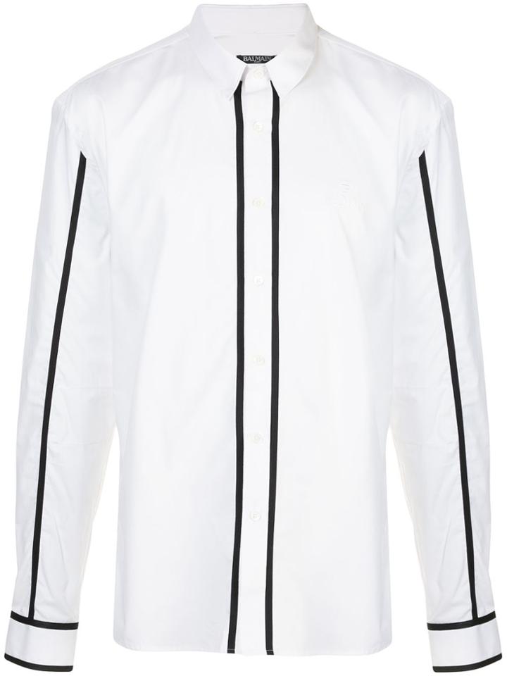 Balmain Striped Trim Shirt - White