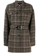 Pinko Check Print Belted Jacket - Brown