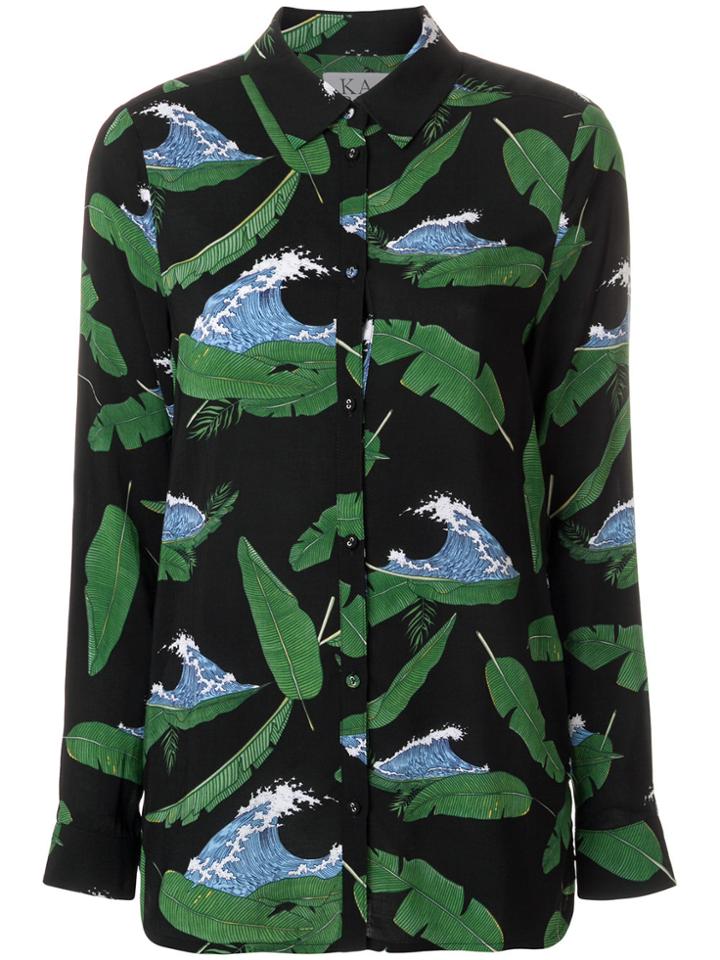 Zoe Karssen Wave And Leaf Print Shirt - Black