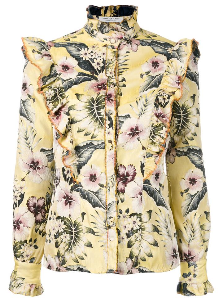 Philosophy Di Lorenzo Serafini - Floral Blouse - Women - Polyester - 40, Women's, Yellow/orange, Polyester