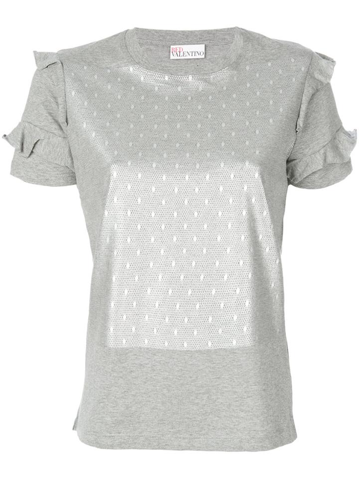 Red Valentino Ruffled Sleeve Top - Grey